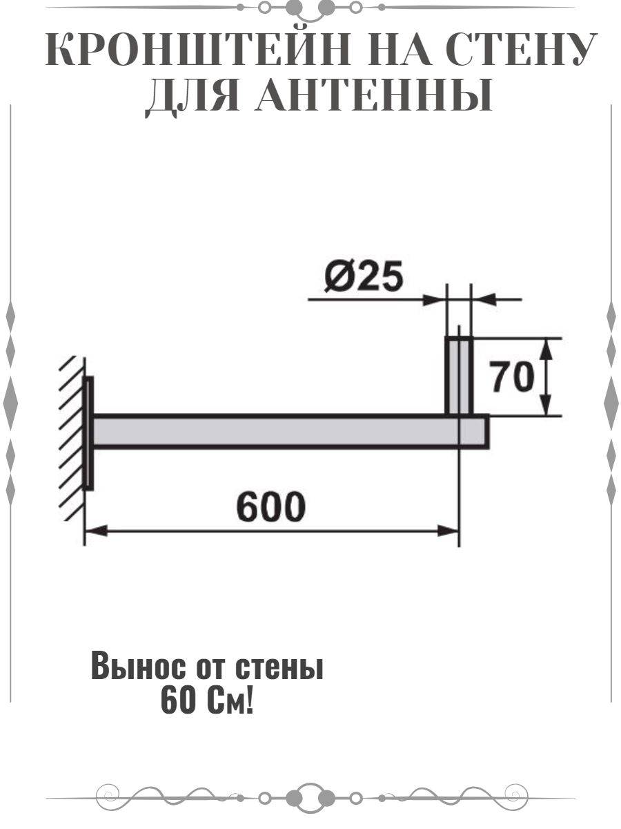 Кронштейн для крепления антенны на стену (60 см.)